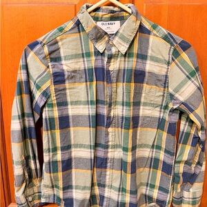 Old Navy boys Plaid Shirt - Green and Blue